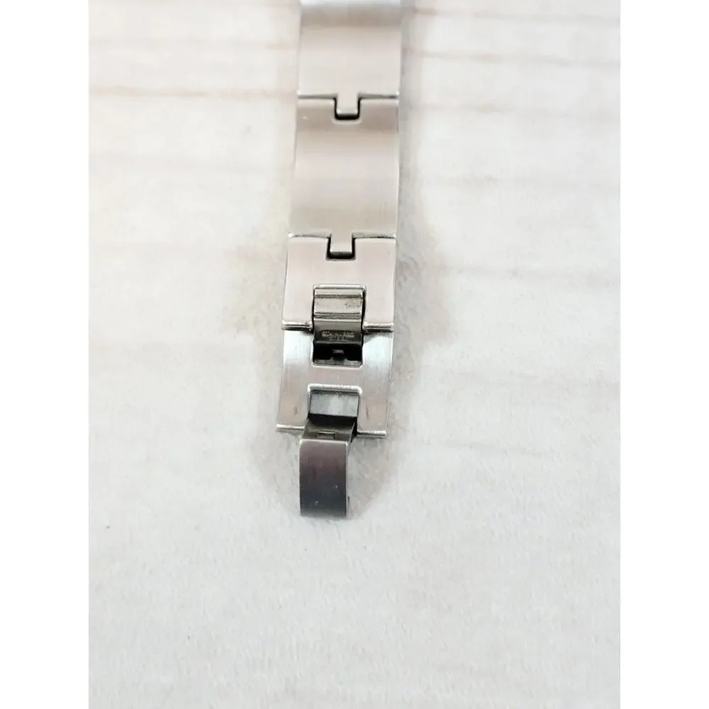 FOSSIL ES2160 Woman's Stainless Black Dial Crystal Accent Watch W/New Battery